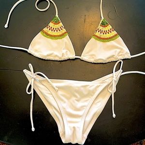 Victoria Secret white embellished bathing suit